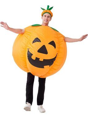 🎃Women's Orange Halloween Pumpkin Inflatable Jumpsuit Waterproof Costume